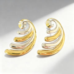 Mix color wave shape stainless steel earrings