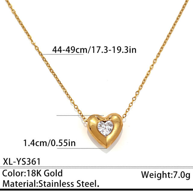Dainty geometric pendant diamond necklace stainless steel necklace