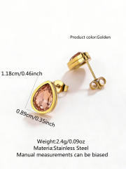 18KG drop shape crystal stainless steel earrings studs