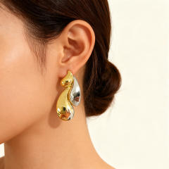 Mix color geometric drop stainless steel earrings