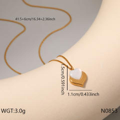 Dainty white shell inlaid pendant necklace stainless steel necklace