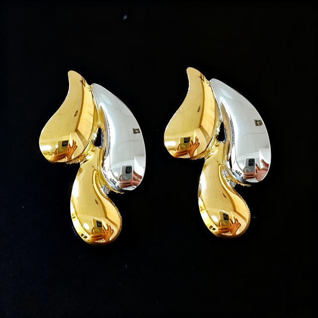 Mix color geometric drop stainless steel earrings