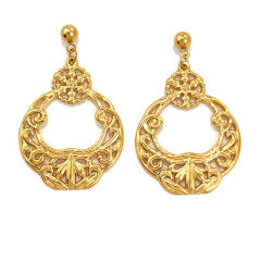 18KG Hollow out circle stainless steel earrings
