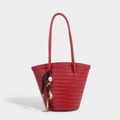 Unique Woven Bag New Summer Trendy French Retro Bucket Tote Shoulder Bag