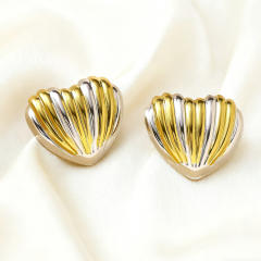 Classic stripe pattern heart mix color stainless steel earrings