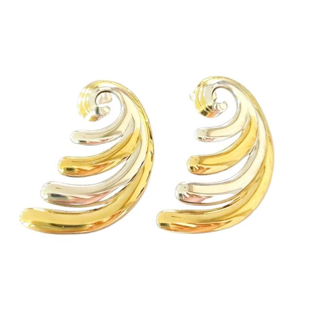 Mix color wave shape stainless steel earrings
