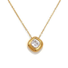 Dainty geometric pendant diamond necklace stainless steel necklace