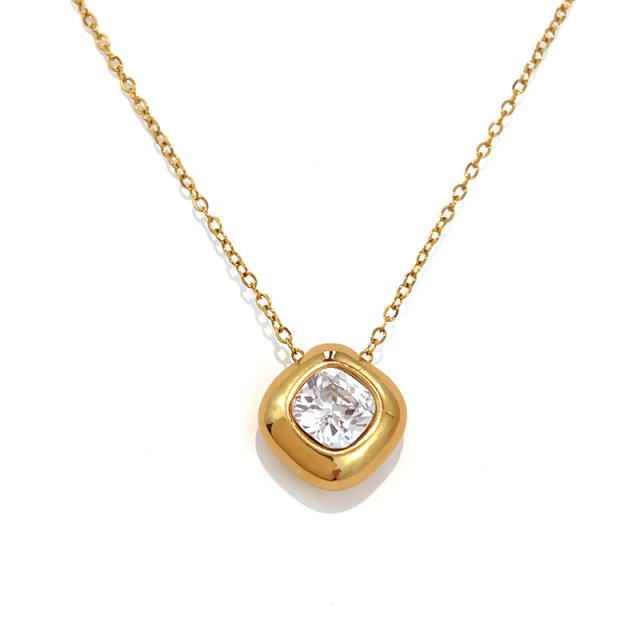 Dainty geometric pendant diamond necklace stainless steel necklace