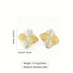 Hot sale big size square shape mix color stainless steel earrings