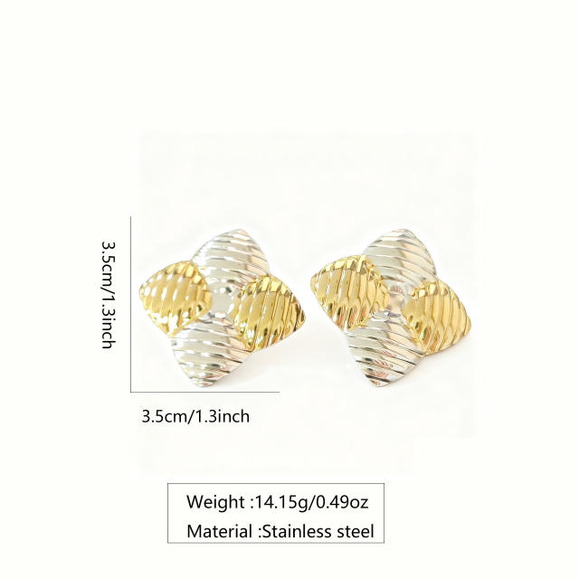 Hot sale big size square shape mix color stainless steel earrings