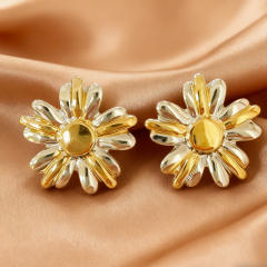 Popular mix color sunflower stainless steel earrings