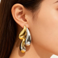 Mix color geometric drop stainless steel earrings