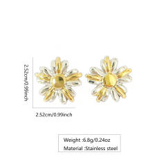 Popular mix color sunflower stainless steel earrings