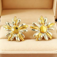 Popular mix color sunflower stainless steel earrings