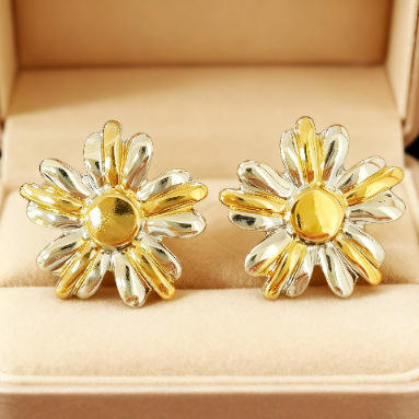 Popular mix color sunflower stainless steel earrings