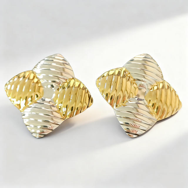 Hot sale big size square shape mix color stainless steel earrings