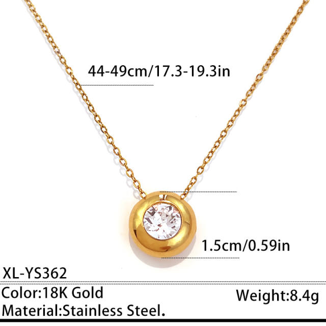 Dainty geometric pendant diamond necklace stainless steel necklace