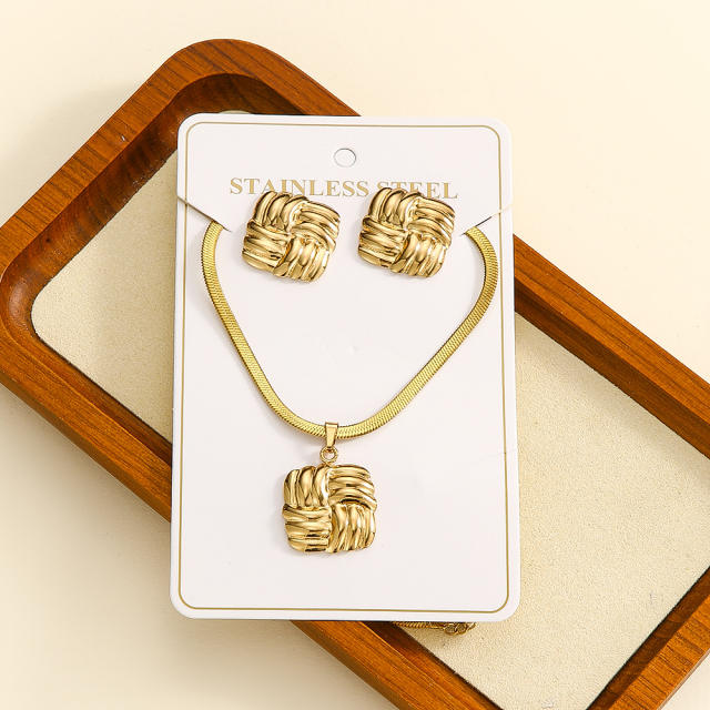 Easy match heart design stainless steel necklace earrings set