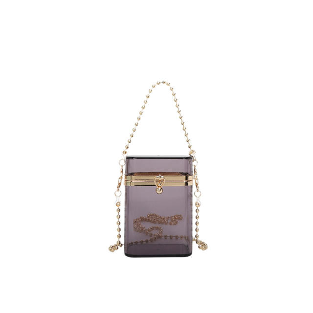 2026 New Acrylic Transparent Chain Bag Candy Color Mini Crossbody Bag Fashion Lipstick Bag Coin Purse Wholesale