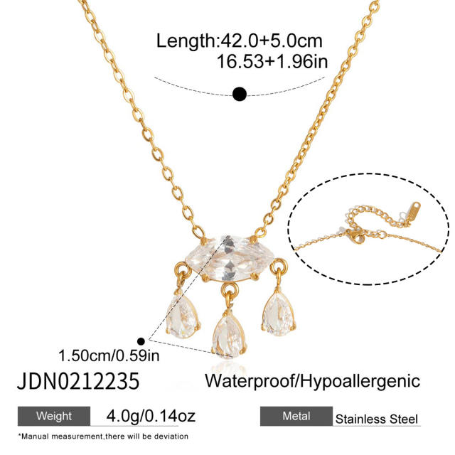 White Zircon Necklace for Women stainless steel necklace