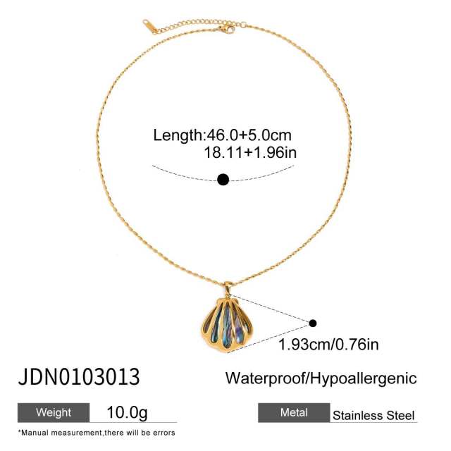 Summer beach Abalone pendant stainless steel necklace