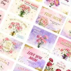 100pcs pack pink color flower mother's day gift card jewelry card