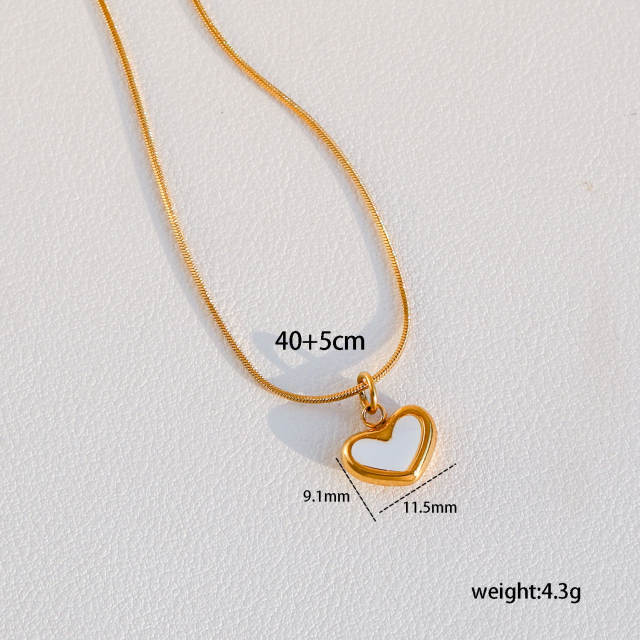 Hiphop personality heart pendant stainless steel necklace stackable necklace