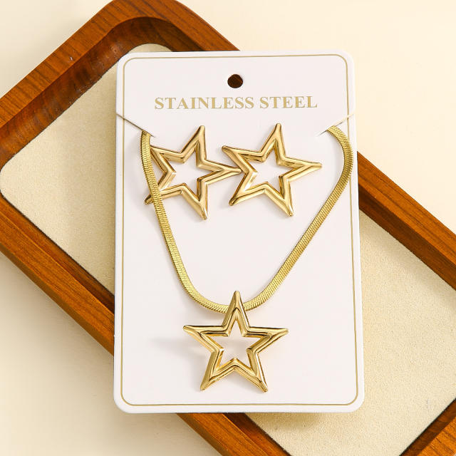 Easy match heart design stainless steel necklace earrings set