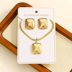 Easy match heart design stainless steel necklace earrings set
