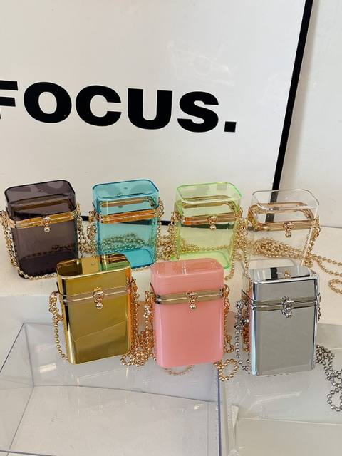 2026 New Acrylic Transparent Chain Bag Candy Color Mini Crossbody Bag Fashion Lipstick Bag Coin Purse Wholesale