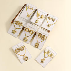 Heart-Shaped Geometric Fashion Concave-Convex Surface Earrings necklace set
