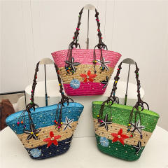 Bohemian style embroidered hand-woven beach bag