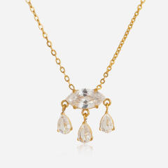 White Zircon Necklace for Women stainless steel necklace