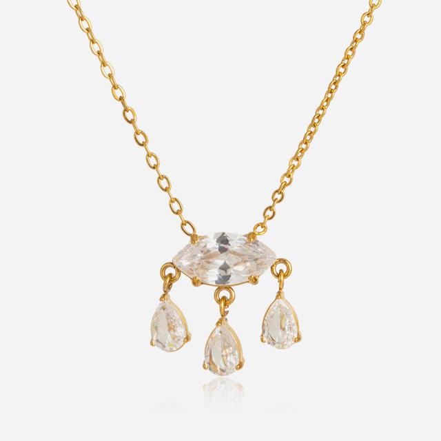 White Zircon Necklace for Women stainless steel necklace