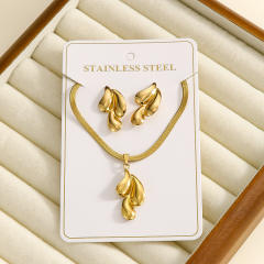Unique Baroque Glass Bead Pendant Necklaces easy match stainless steel necklace set