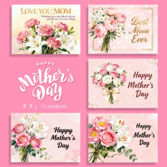 100pcs pack pink color flower mother's day gift card jewelry card