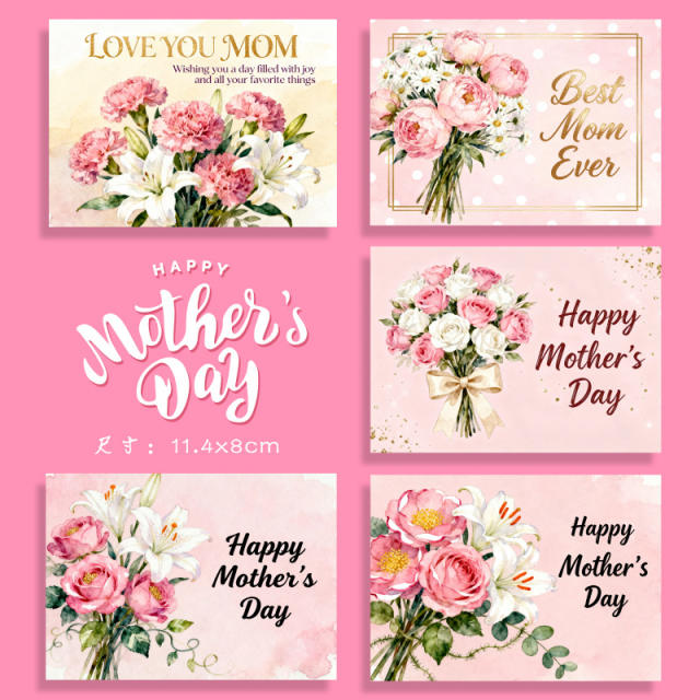100pcs pack pink color flower mother's day gift card jewelry card