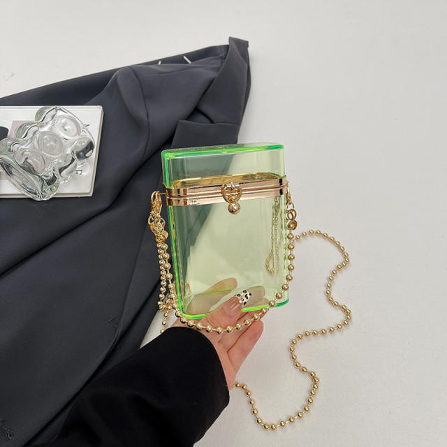 2026 New Acrylic Transparent Chain Bag Candy Color Mini Crossbody Bag Fashion Lipstick Bag Coin Purse Wholesale