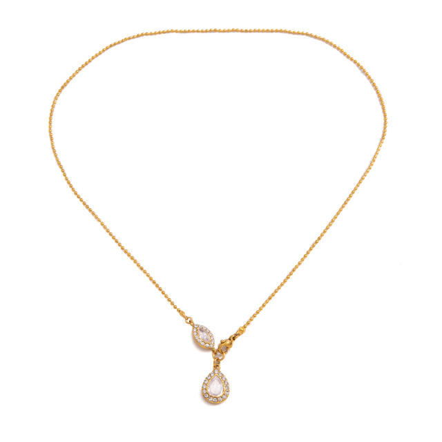 Elegant Titanium Steel Zircon Necklace drop pendant stainless steel necklace diamond necklace