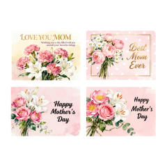 100pcs pack pink color flower mother's day gift card jewelry card