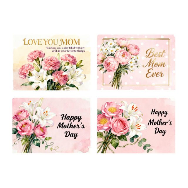100pcs pack pink color flower mother's day gift card jewelry card
