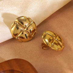 New Asymmetrical Round Earrings Simple Retro stainless steel earrings studs
