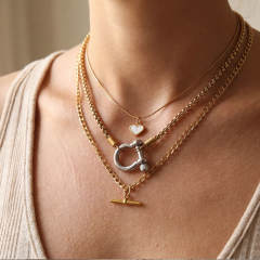 Hiphop personality heart pendant stainless steel necklace stackable necklace