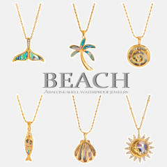 Summer beach Abalone pendant stainless steel necklace