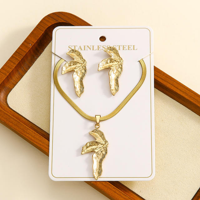 Easy match heart design stainless steel necklace earrings set