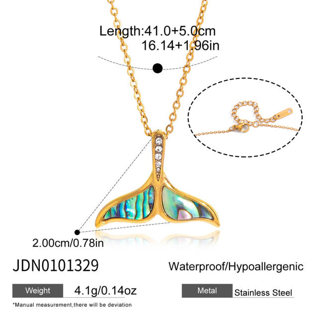 Summer beach Abalone pendant stainless steel necklace