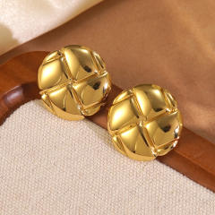 New Asymmetrical Round Earrings Simple Retro stainless steel earrings studs