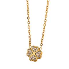 Popular Diamond-Encrusted Four-Leaf Clover Bracelet Necklace stainless steel necklace set