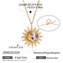 Summer beach Abalone pendant stainless steel necklace