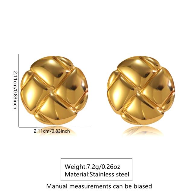 New Asymmetrical Round Earrings Simple Retro stainless steel earrings studs